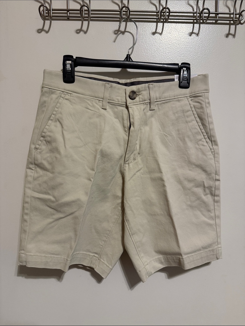 Sonoma Men's Cream Flat-Front Chino Shorts - Neutral Cream